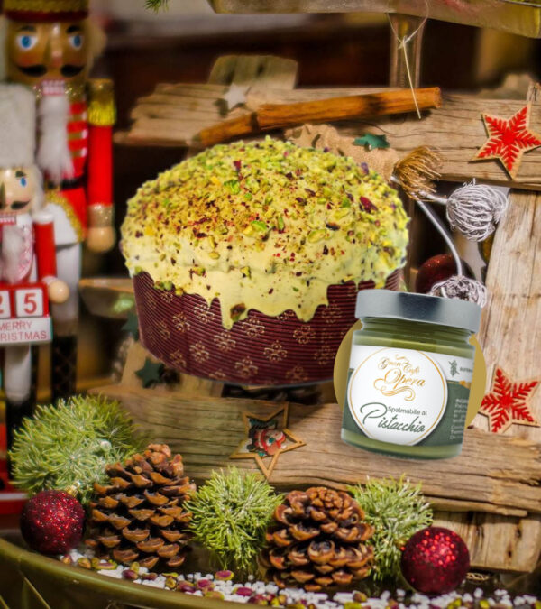 Panettone al pistacchio verde senza glutine con Crema Spalmabile inclusa